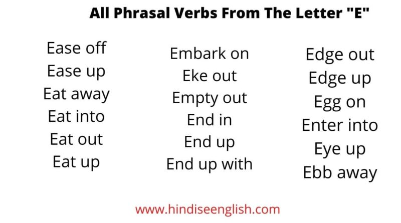 All Phrasal Verbs From The Letter "E"